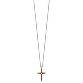 Shey Couture Sterling Silver Rhodium-plated with 14k -X- Accent Round Garnet Cross 18 inch with 2 inch Extension Necklace
